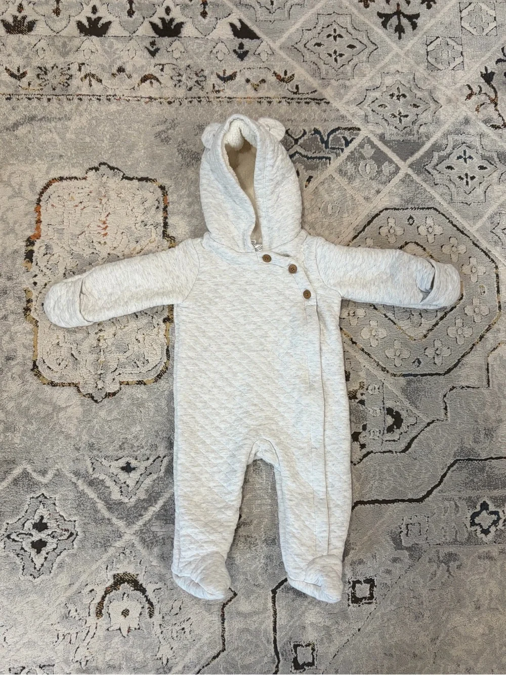 Carter’s Quilted fleece lined baby bunting in Light Gray, 6 months